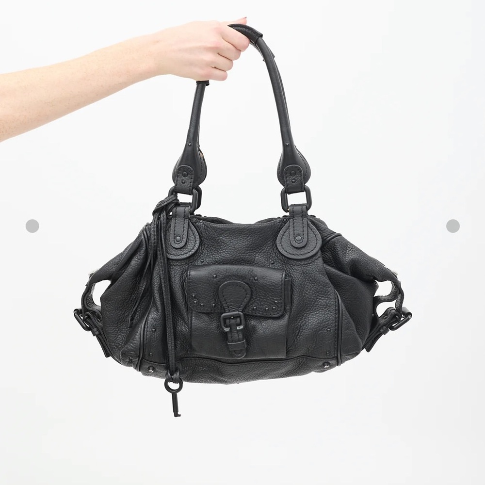 Vtg Y2K Rare Chloe Paddington Leather Handbag large tote black padlock grunge